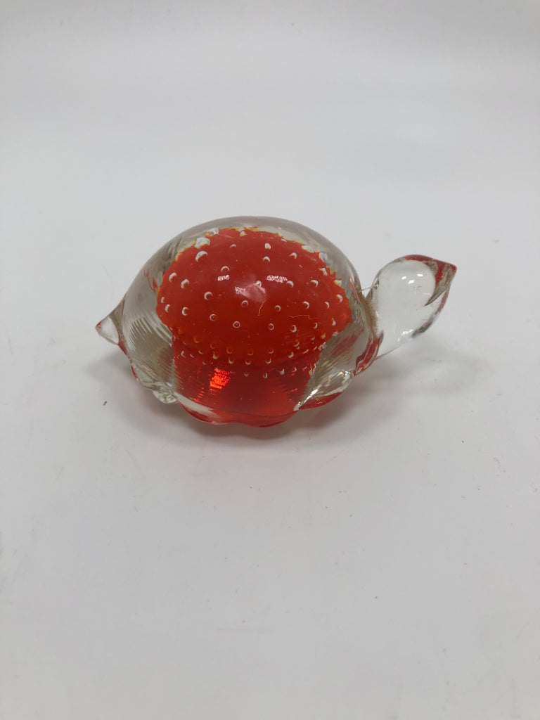 GLASS TURTLE W/ORANGE CENTER.