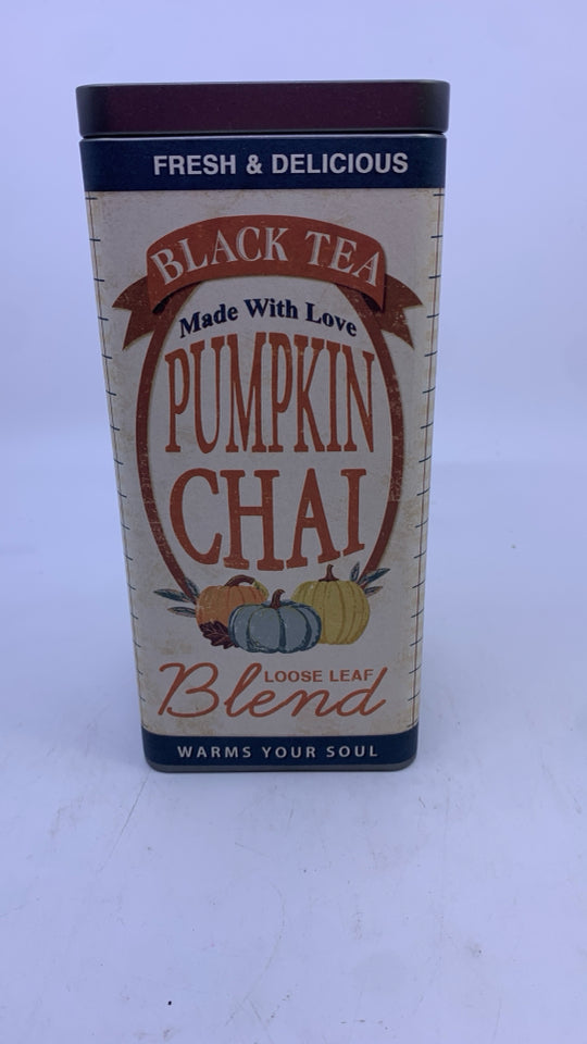 RECTANGLE PUMPKIN CHAI METAL TIN.