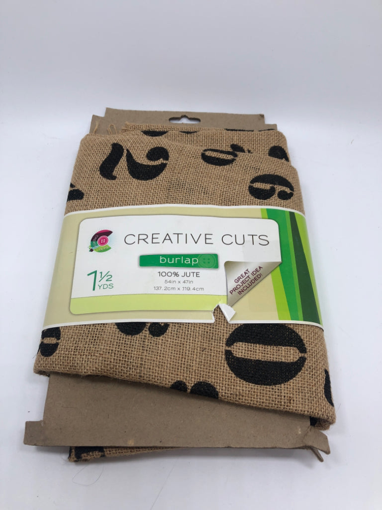 NWT BURLAP FABRIC W/NUMBER DESIGN.