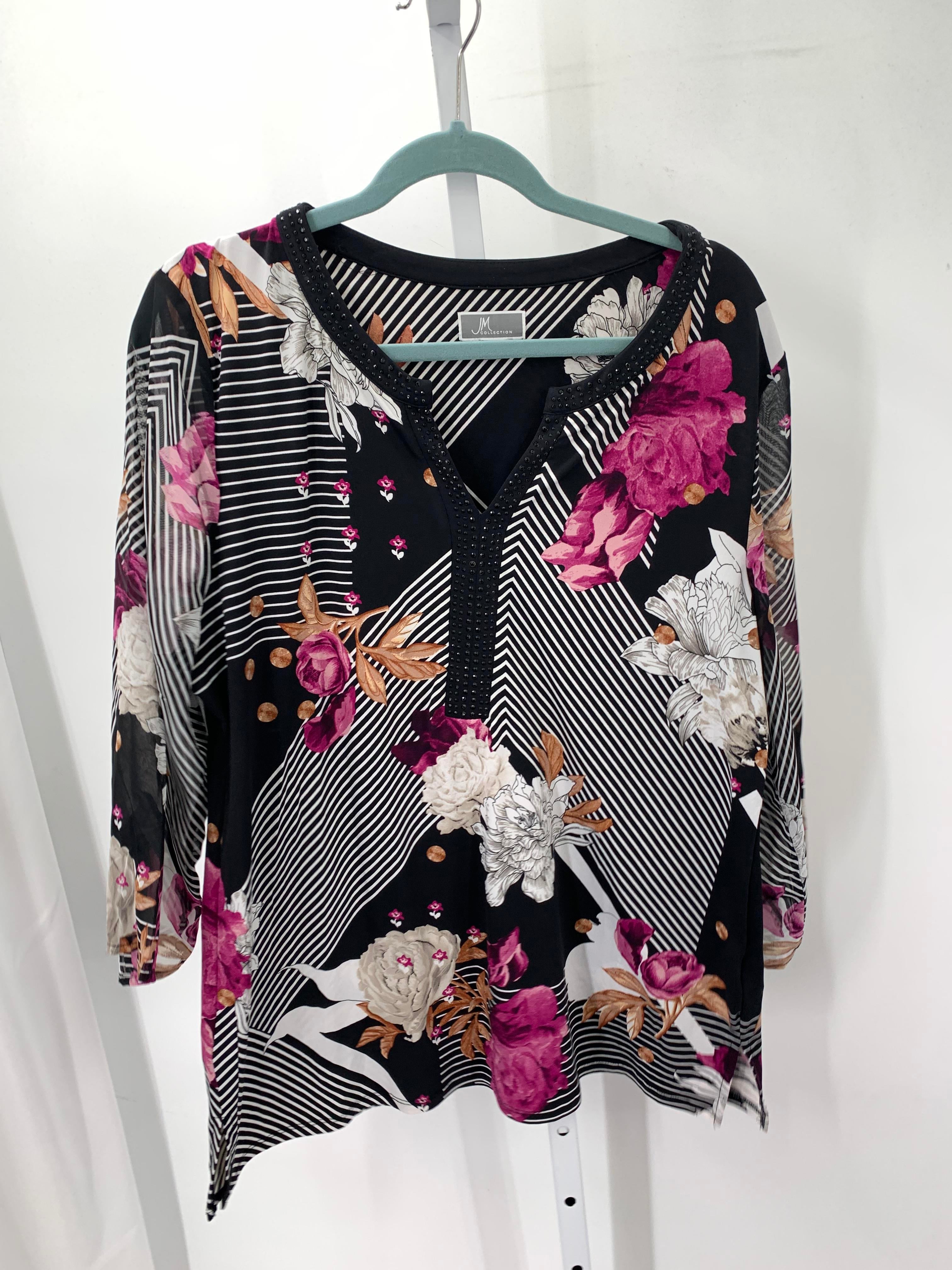 JM Collection Size Large Misses 3/4 Sleeve Shirt