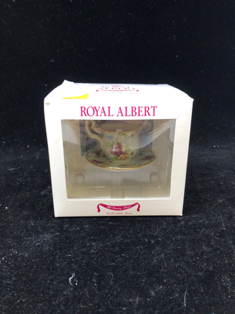NIB BLUE TEACUP ORNAMENT-ROYAL ALBERT.