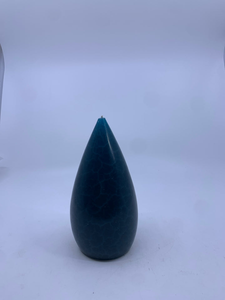 TEAL TEARDROP CANDLE.