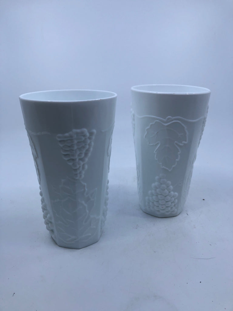 2 VTG MILK GLASS DRINKING GLASSES.