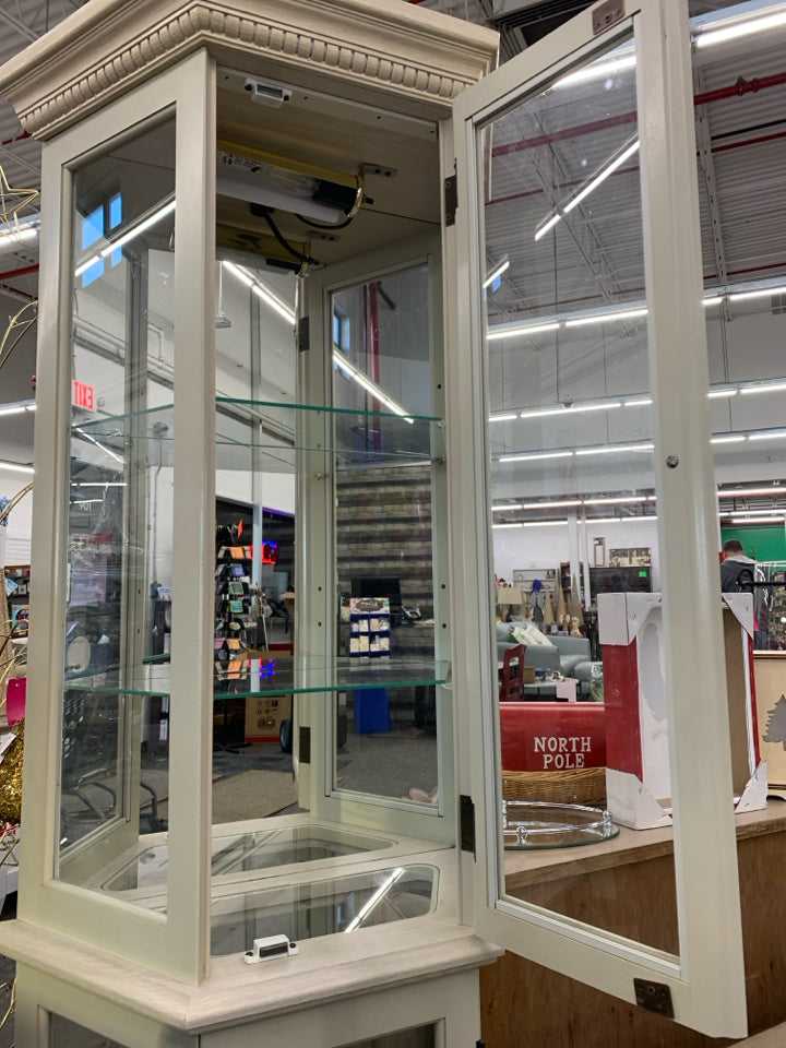 CREAM CURIO CABINET.