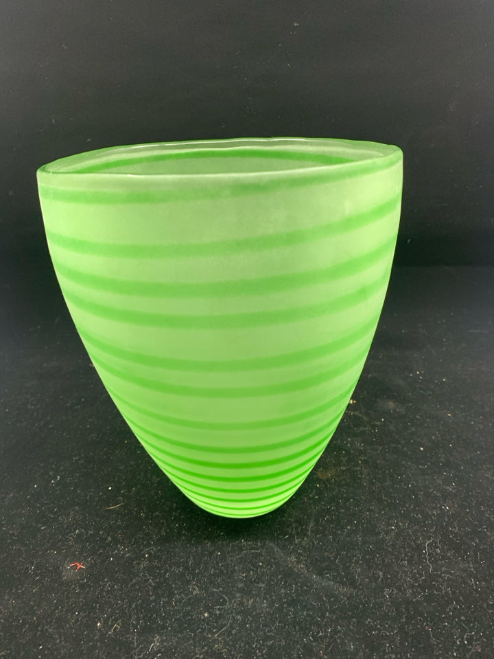 GREEN FROSTED VASE.