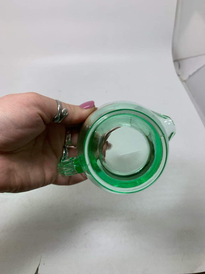 VTG GREEN DEPRESSION GLASS FOOTED SUGAR/CREAMER.