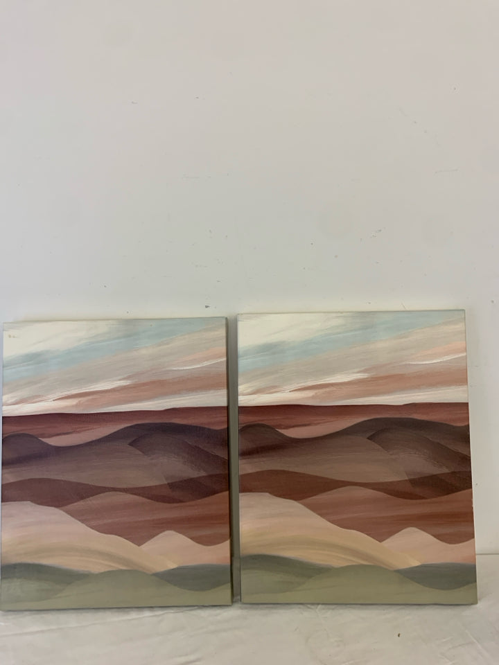 2 ABSTRACT MOUNTAINS + SKY CANVAS.