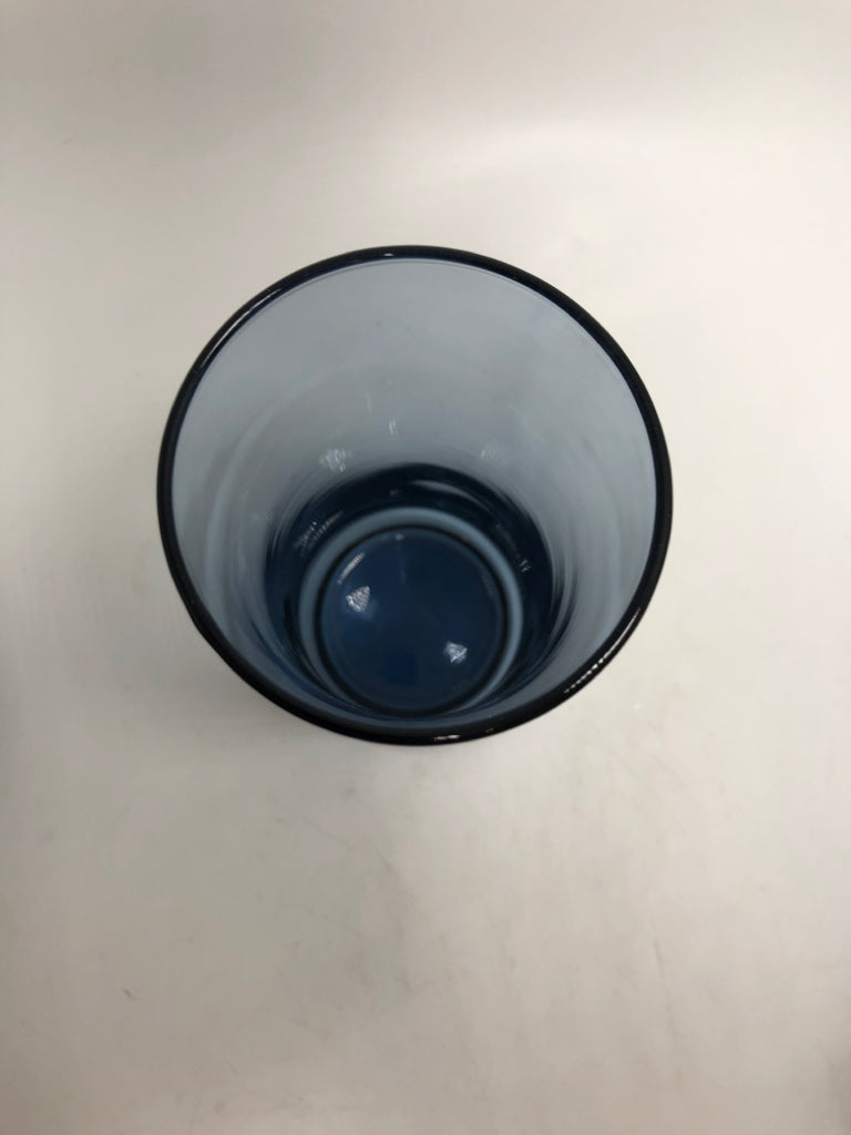 6 BLUE GLASS TUMBLERS.