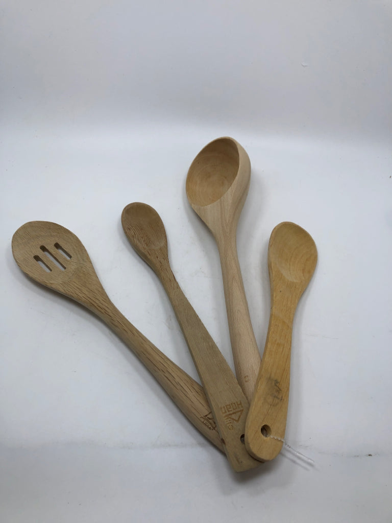 4PC ASSORTED WOOD MIXING SPOONS.