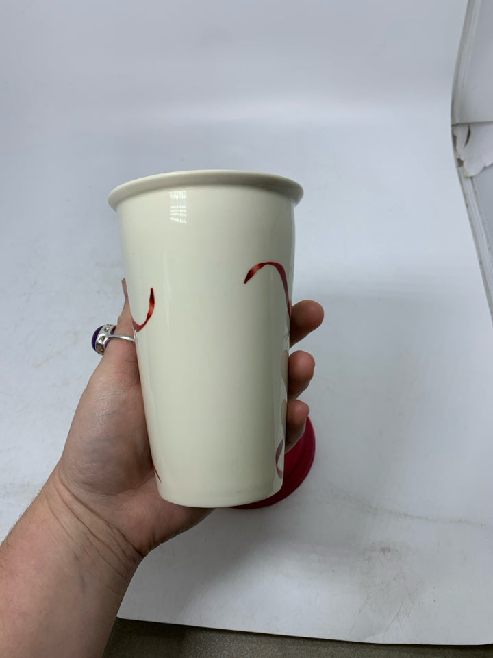LENOX WINTER GREETINGS CARDINAL THERMAL TUMBLERS W/ SILICONE LID.