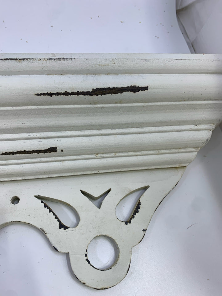 DISTRESSED WHITE WALL-SHELF.