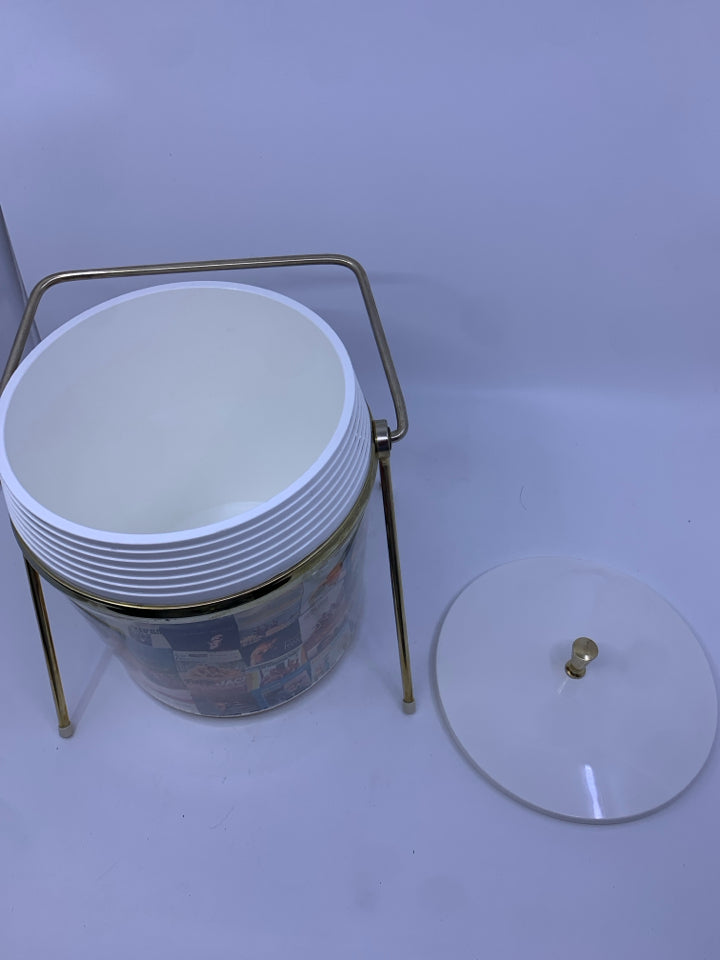 VTG ICE BUCKET W MOVE POSTERS W METAL HANDLE.