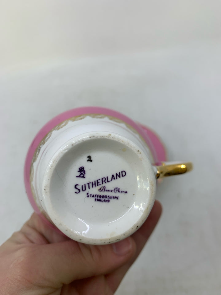 VTG PINK/WHITE CUP+ SAUCER