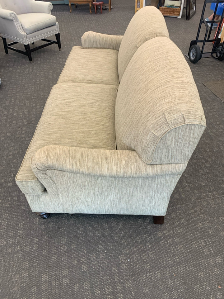TAN COUCH FURNITURE BROWN LEGS.