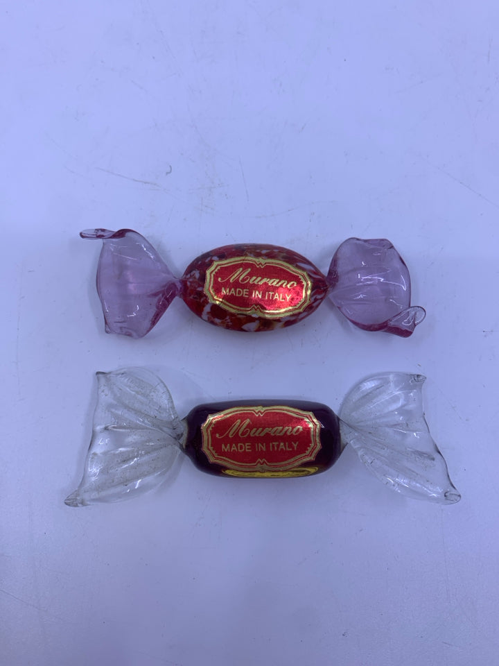 2 GLASS CANDIES.