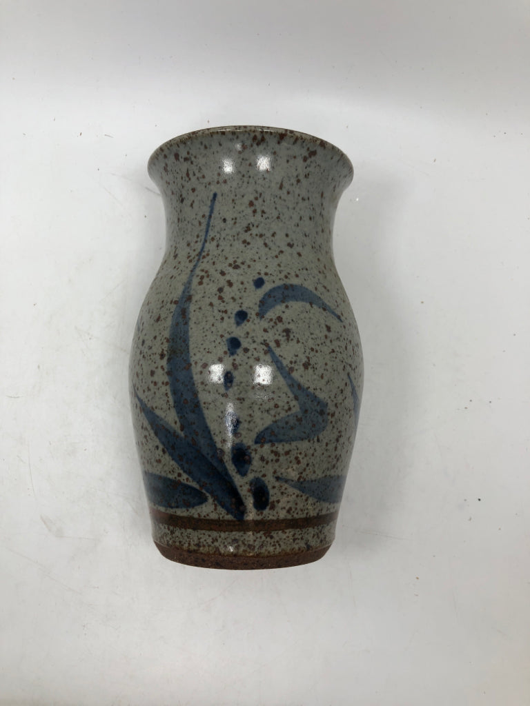 BLUE SPECKLED POTTERY VASE.