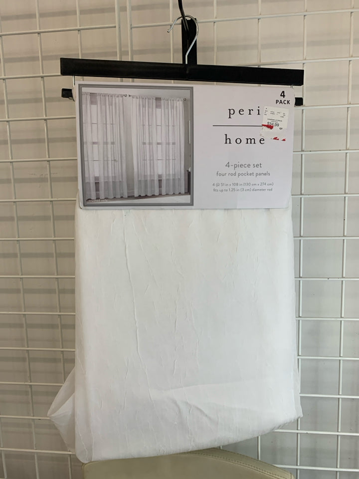 NIP 4PC PERI HOME WHITE POCKET PANEL CURTAINS.
