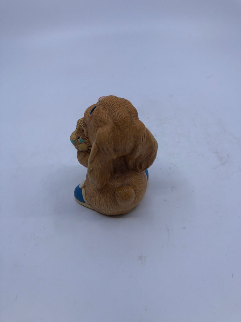 VTG PENDELFIN BUNNY IN BLUE SHORTS AND HOLDING LION.