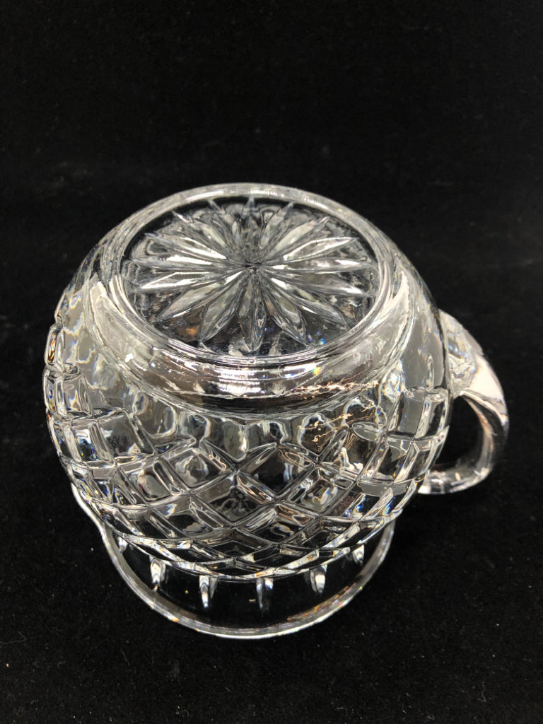 HEAVY CUT GLASS DIAMOND PATTERN PITCHER.