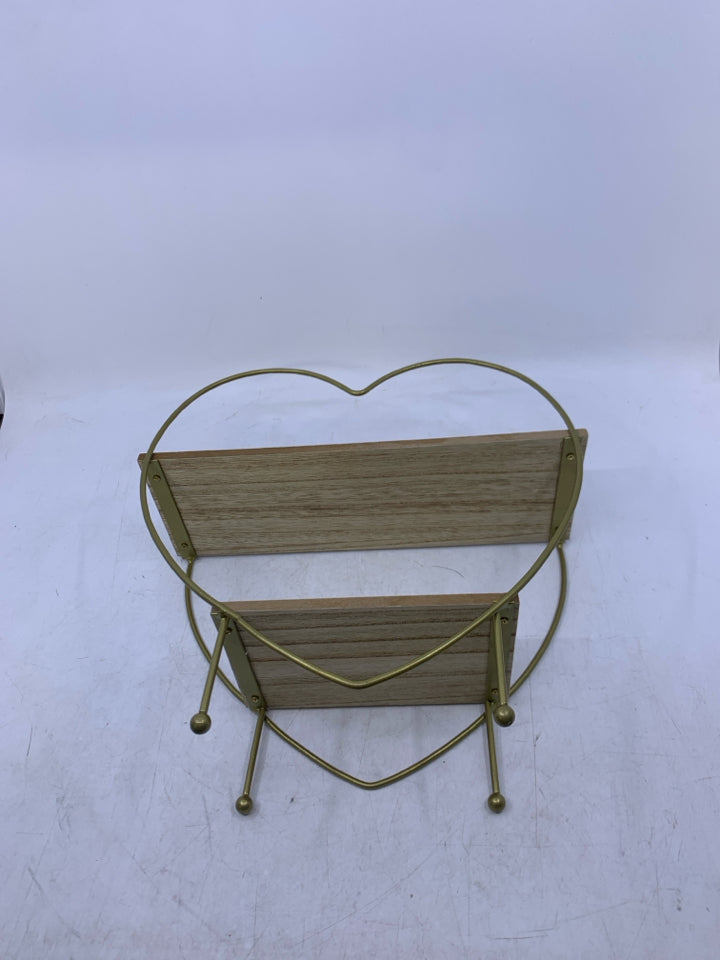 GOLD METAL HEART SHAPED SMALL 2 TIER SHELF.
