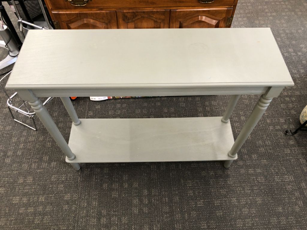 2 TIER GREY CONSOLE TABLE.