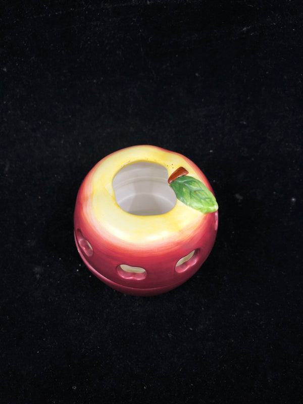 2PC RED APPLE TEA LIGHT HOLDER.