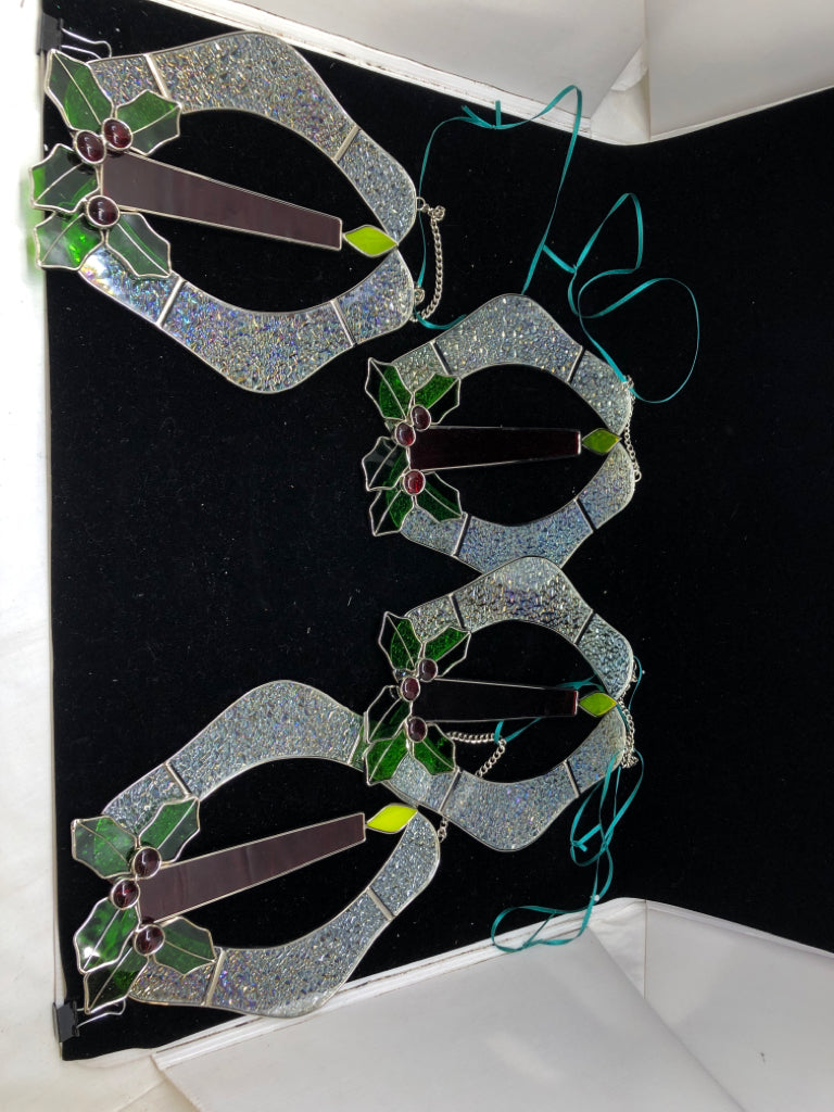 4 STAINED GLASS CANDLE SUNCATCHER.