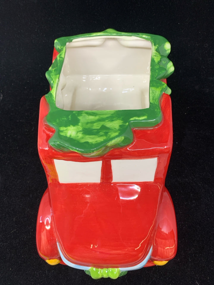 RED TRUCK, XMAS TREE COOKIE JAR.
