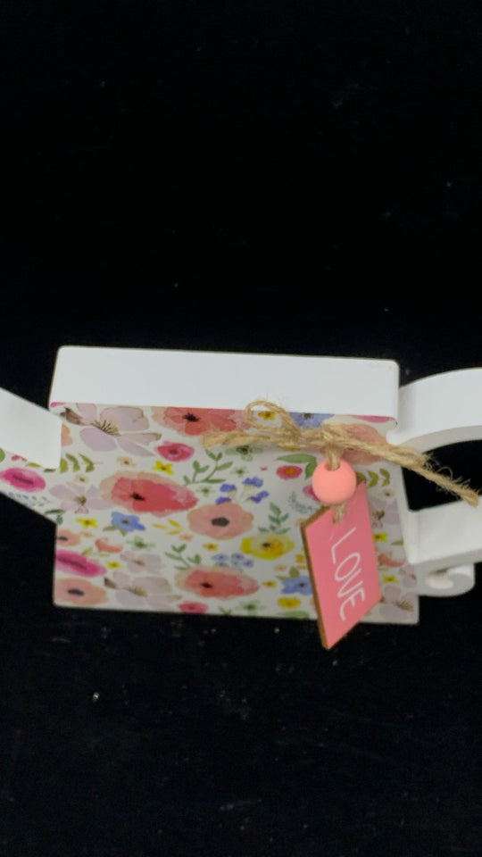 WOOD BLOCK WATERING CAN SHELF DECOR.