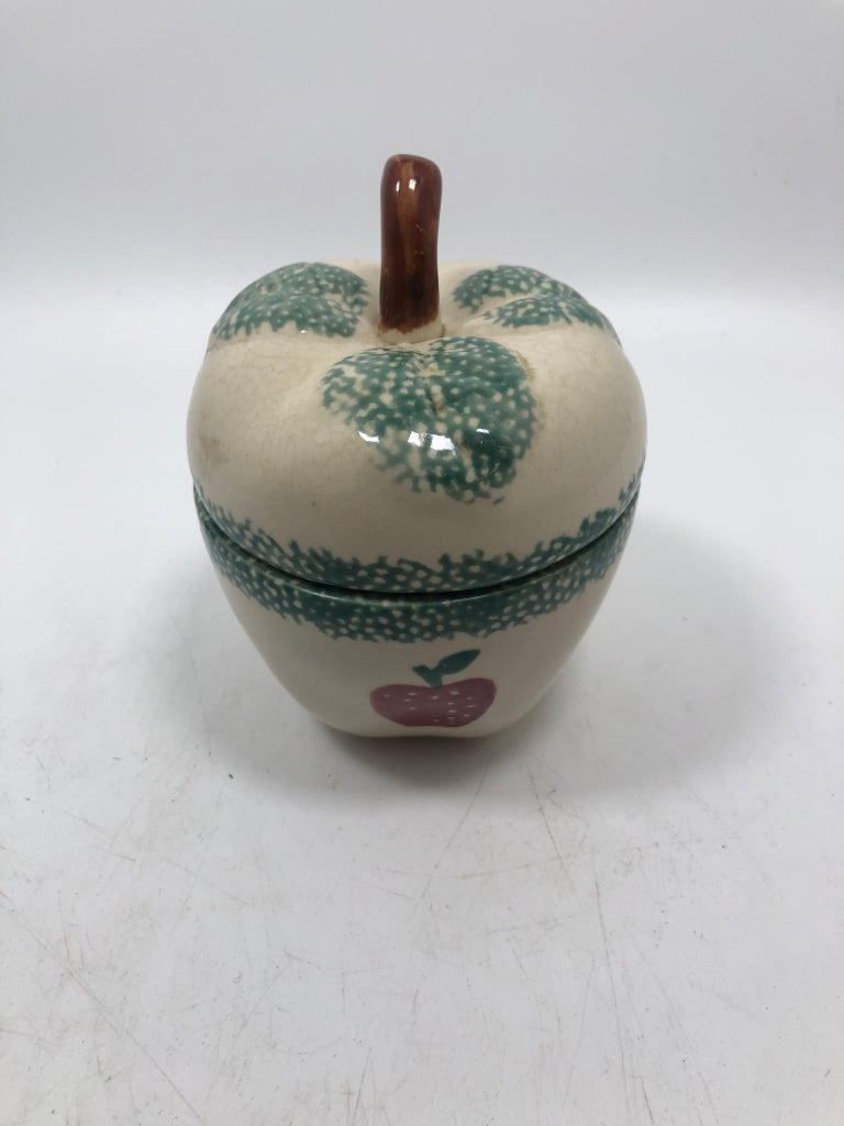 SPONGEWARE CERAMIC APPLE JAR.