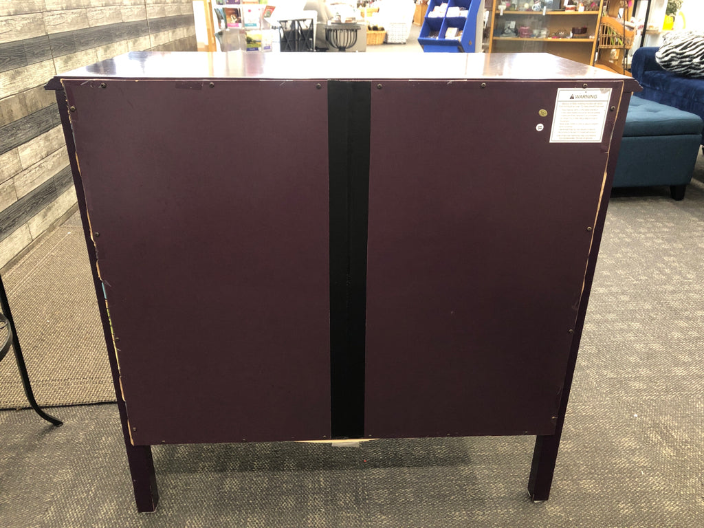PURPLE WOOD STORAGE CABINET.