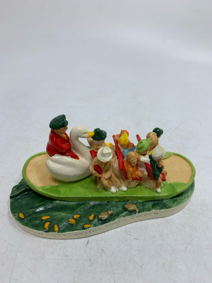 SEBASTIAN MINIATURES SWAN BOAT BOSTON PUBLIC GARDEN FIGURINE #6244.
