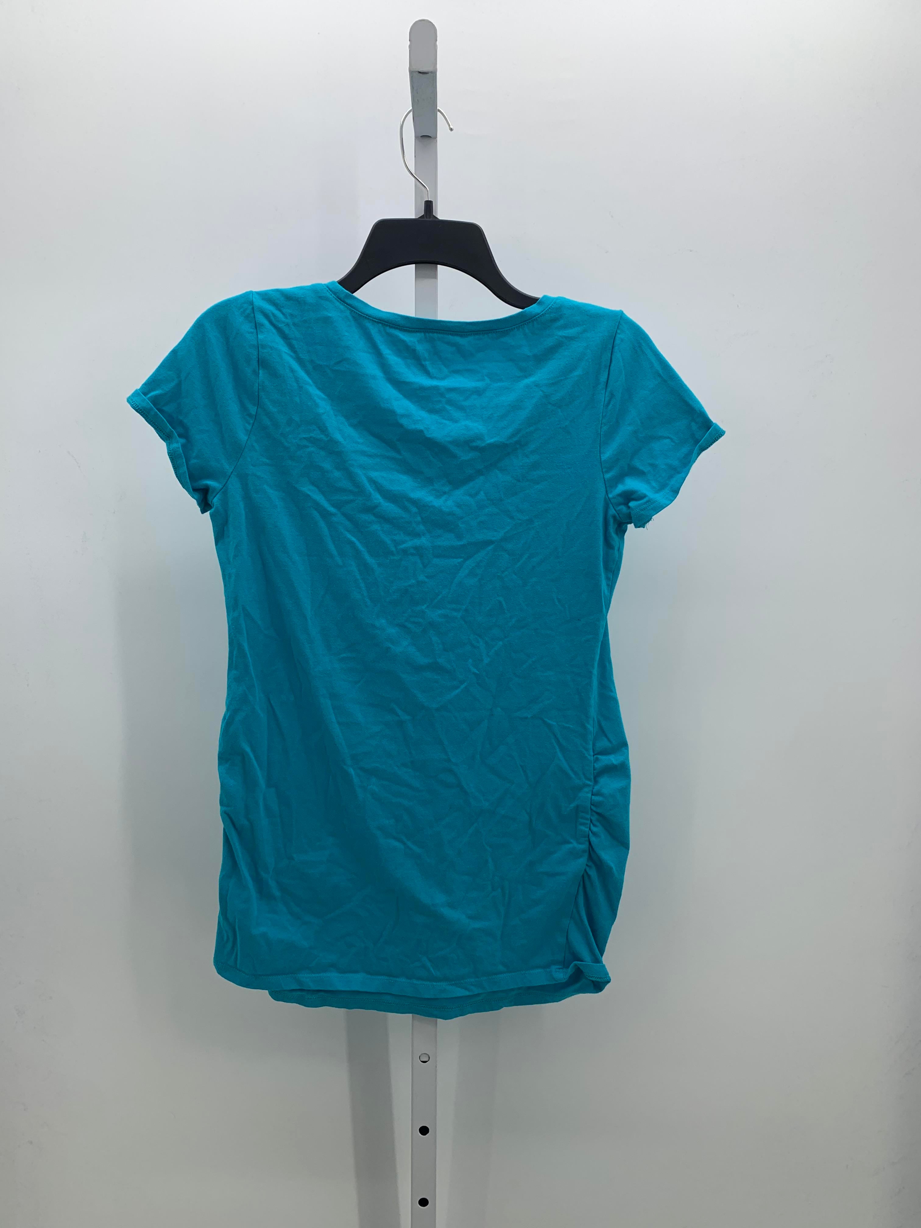 Blue Size Small Maternity Short Sleeve Shirt