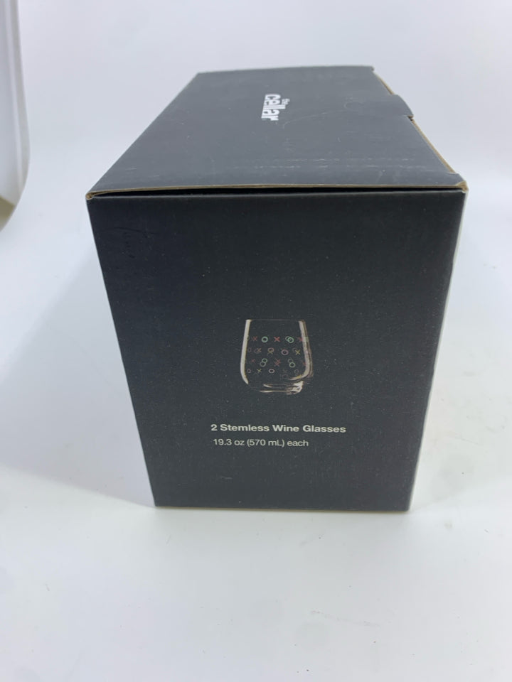 NIB XOXO STEMLESS WINE GLASSES THE CELLAR.