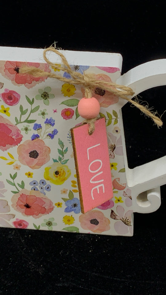 WOOD BLOCK WATERING CAN SHELF DECOR.