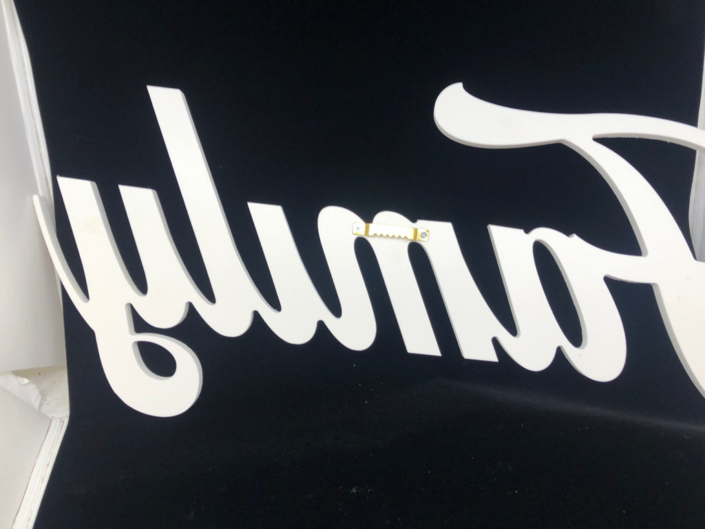 "FAMILY" WHITE WOOD WALL SIGN.