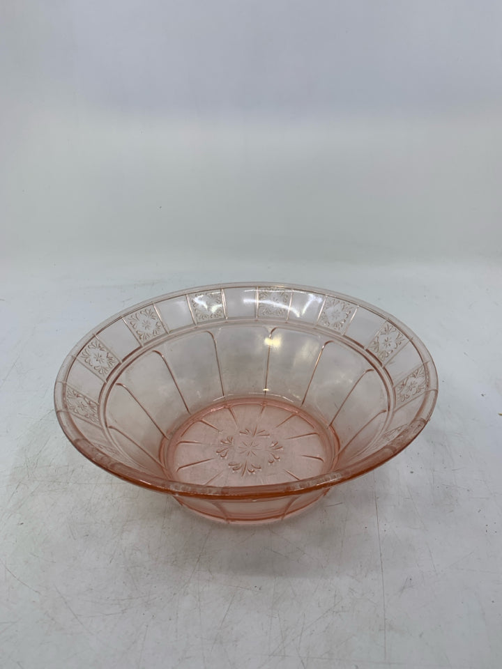 VTG PINK PRESSED GLASS BOWL.