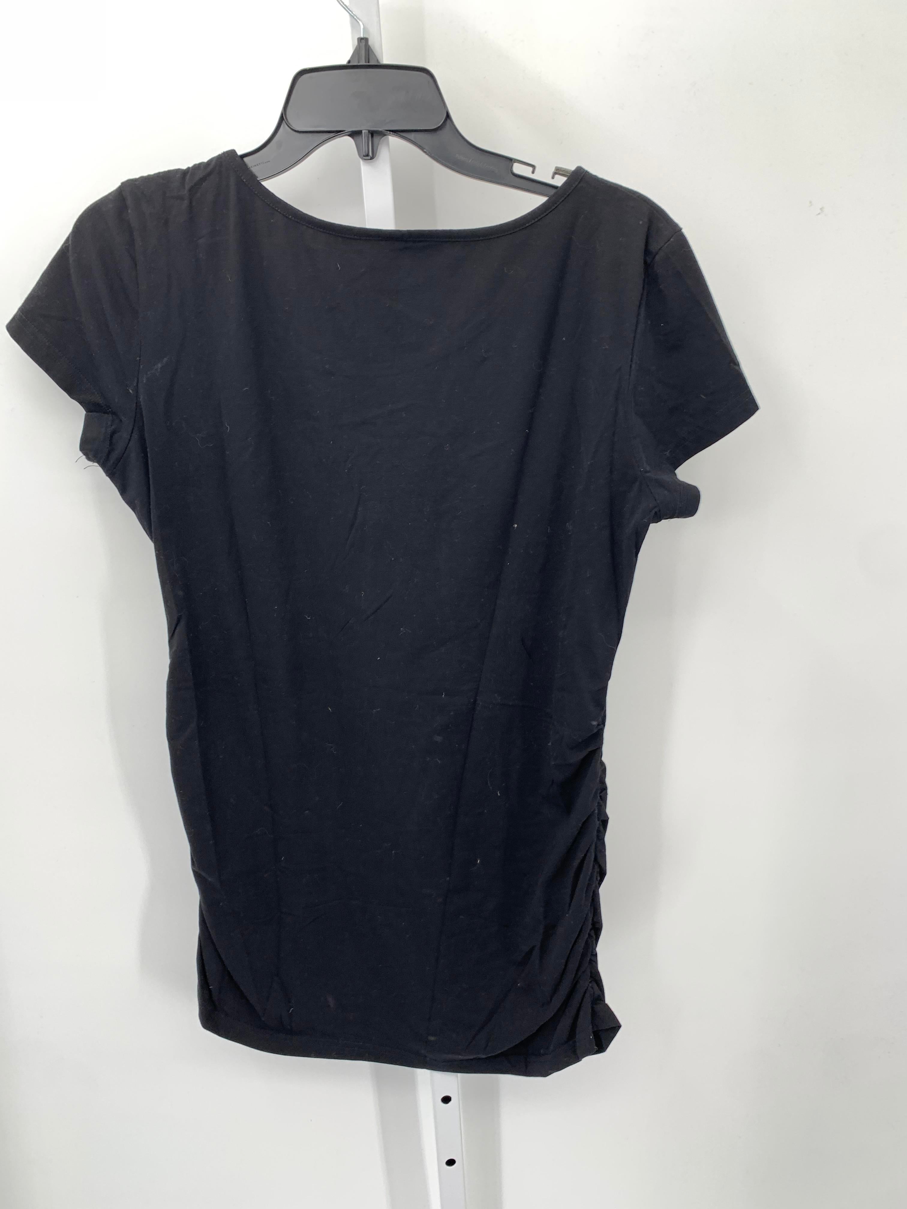 Black Size Large Maternity Short Sleeve Shirt