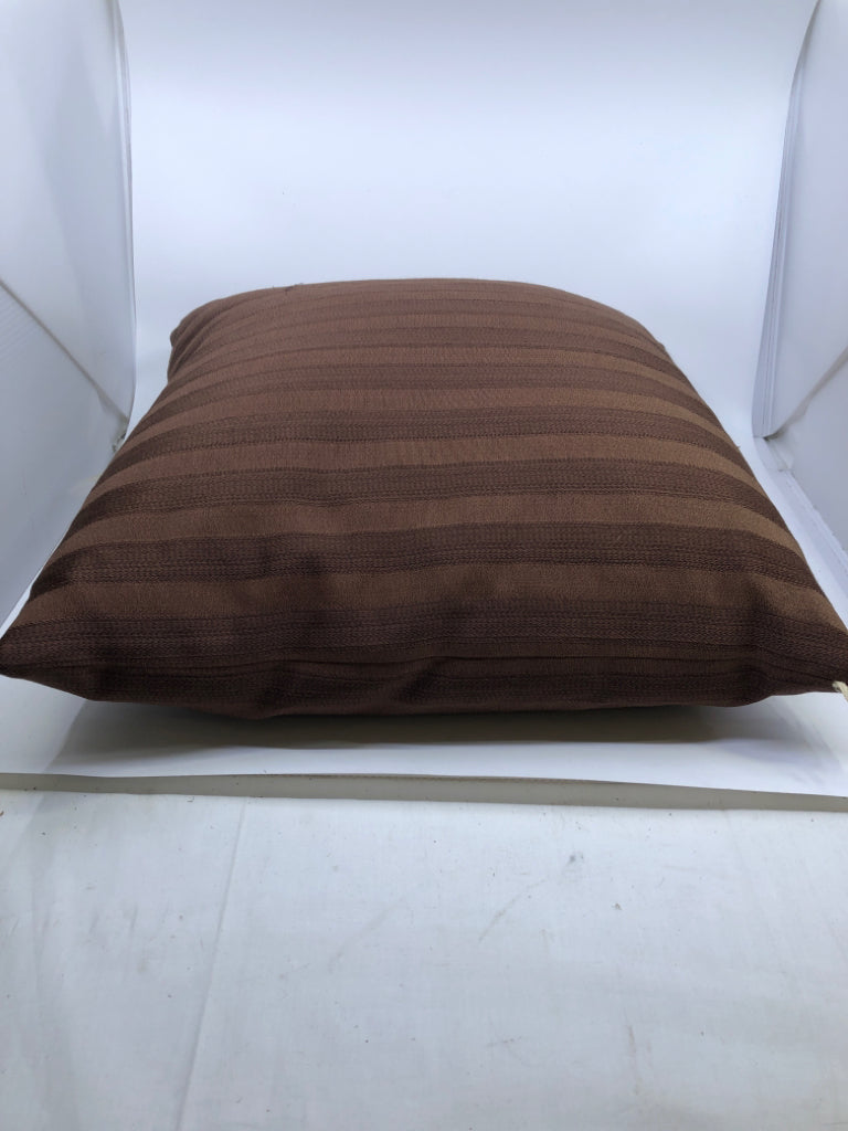 BROWN STRIPE SQUARE ACCENT PILLOW.