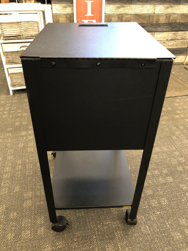 BLACK SAFCO METAL FILE CABINET.