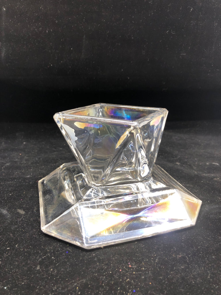 IRIDESCENT CANDLE HOLDER.