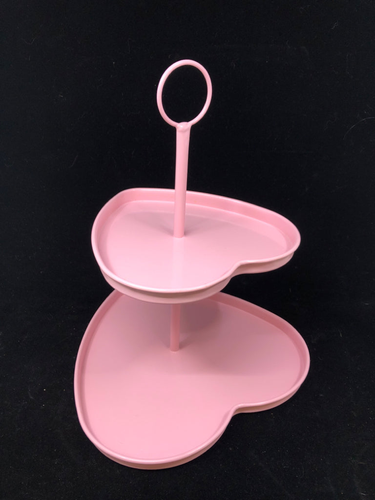 2-TIER PINK HEART DISPLAY TRAY.