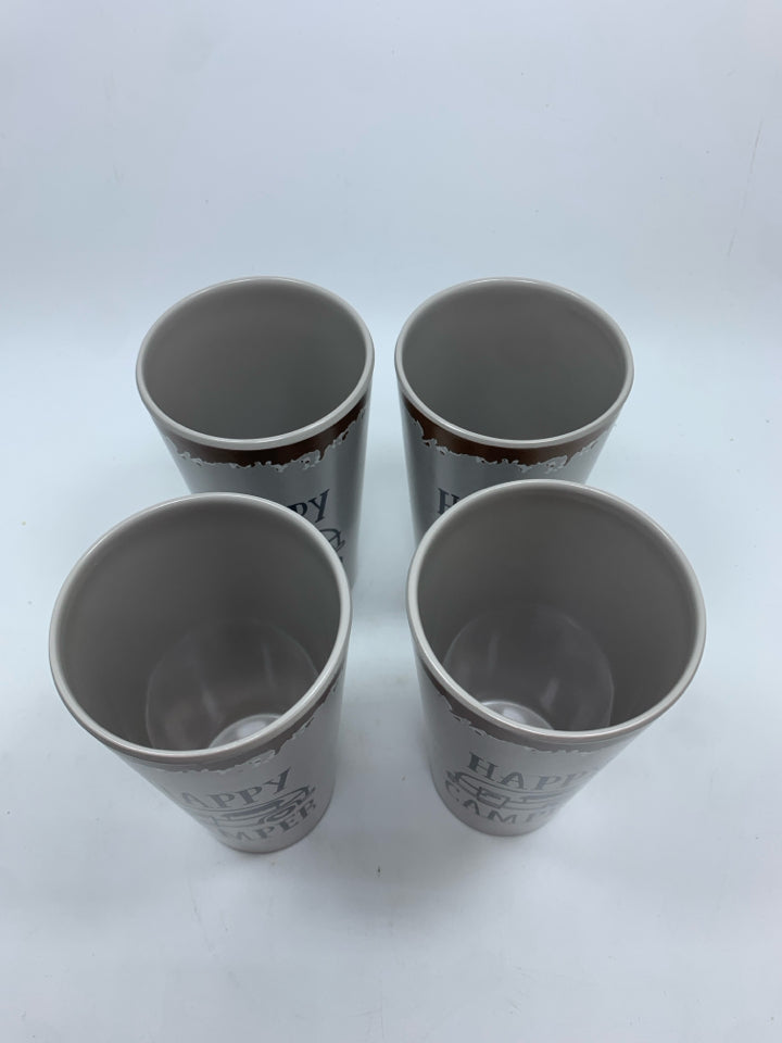 4PC HAPPY CAMPER PLASTIC CUPS.