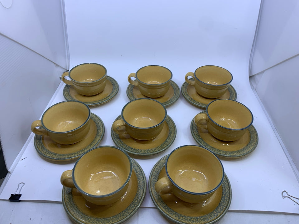 SVC 8 BLUE AND TAN CUP/SAUCER SET.