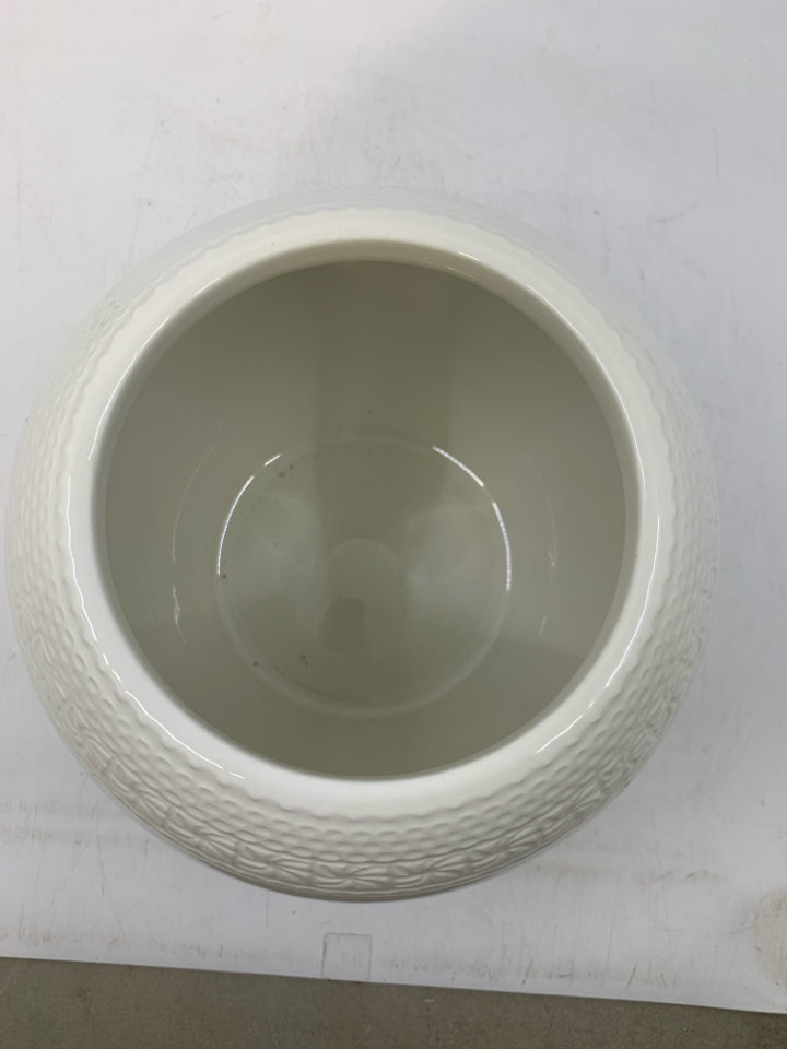 WHITE ORNAMENT SHAPED W/ RED BARN MERRY & BRIGHT.