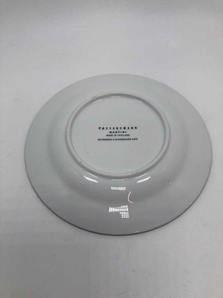 4 POTTERY BARN MARTINI PLATES.