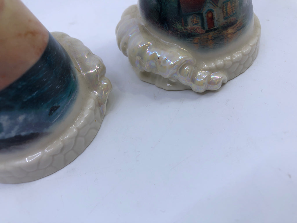 IRIDESCENT THOMAS KINKADE LIGHTHOUSE S/P SHAKERS.