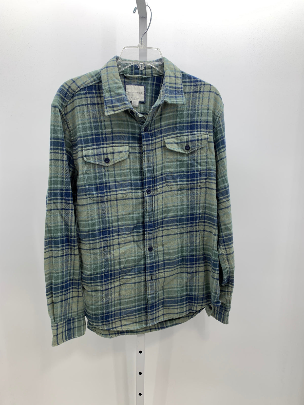 BLUE PLAID BTN DOWN