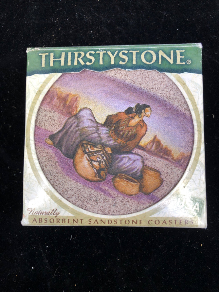 NIB NATIVE BEAUTY 4 SANDSTONE COASTERS.