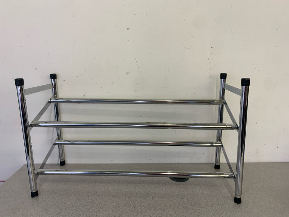 SILVER METAL ADJUSTABLE SHOE RACK 2 TIER.